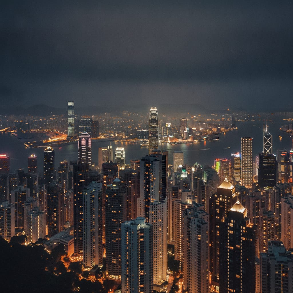 Hong Kong skyline at blue hour