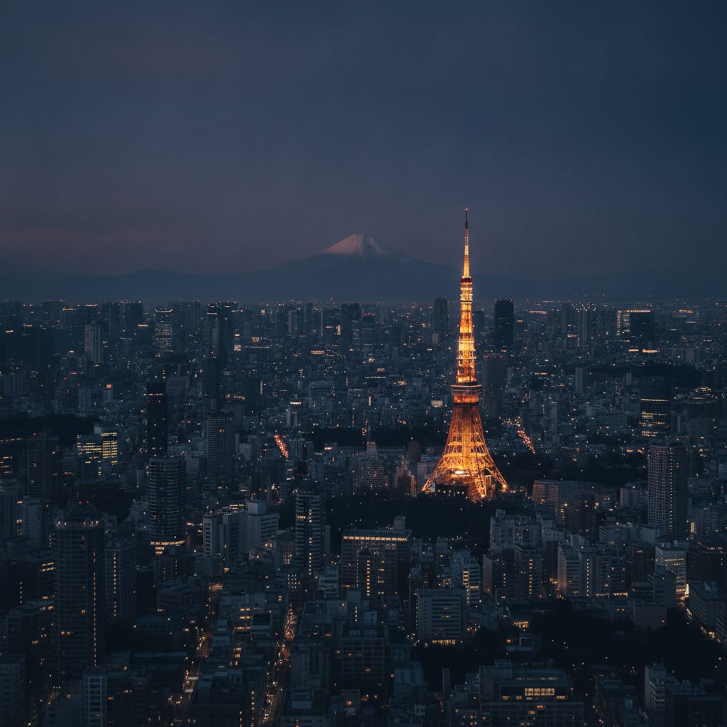 Tokyo skyline at blue hour